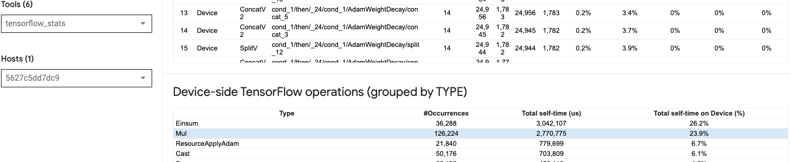 TensorFlow 프로필 통계 페이지 image